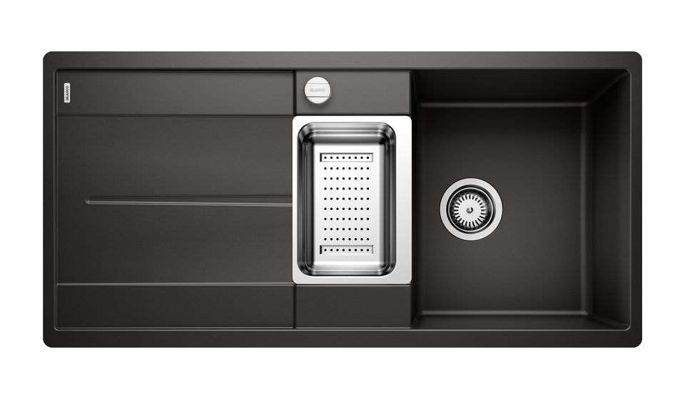 METRA 6 S-F Flächenbündige Spüle für 60 cm Unterschrank Silgranit 2 Becken  (Schwarz) 