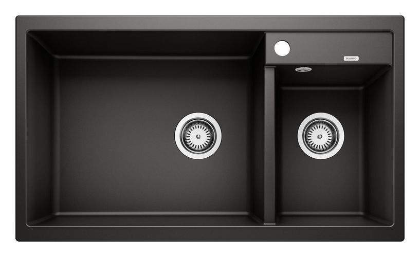METRA 9 Einbauspüle für 90 cm Unterschrank Silgranit 2 Becken  (Schwarz) 