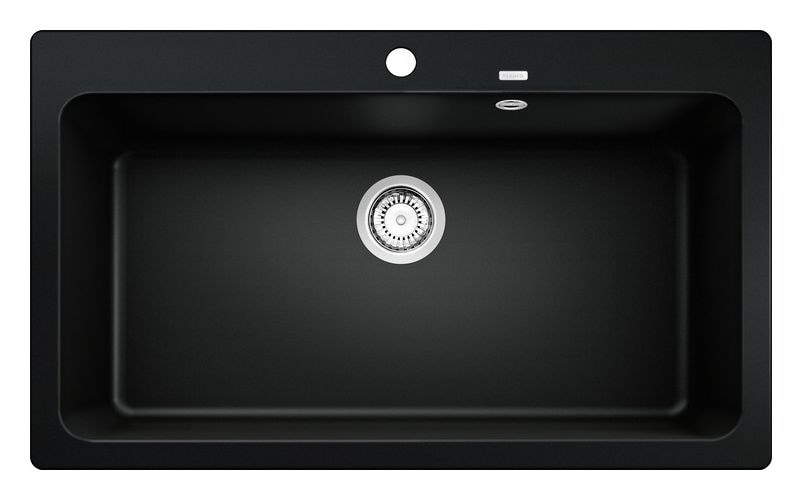 NAYA XL 9 Einbauspüle für 90 cm Unterschrank Silgranit 1 Becken  (Schwarz) 
