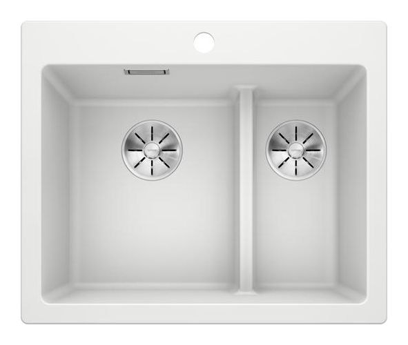 PLEON 6 Split, SILGRANIT, weiß, ohne Ablauffernbedienung, Becken links, 600 mm Untermaß 