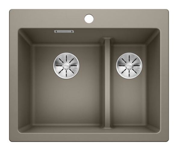 PLEON 6 Split, SILGRANIT, tartufo, ohne Ablauffernbedienung, Becken links, 600 mm Untermaß 