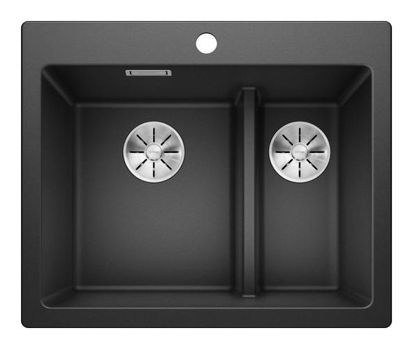 PLEON 6 Split Einbauspüle für 60 cm Unterschrank Silgranit 2 Becken  (Anthrazit) 