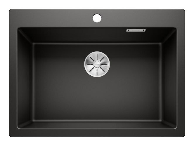 PLEON 8, SILGRANIT, schwarz, ohne Ablauffernbedienung, keine Beckenlage, 800 mm Untermaß 