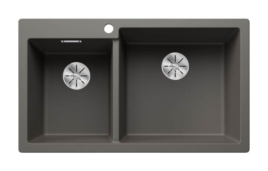 PLEON 9 Einbauspüle für 90 cm Unterschrank Silgranit 2 Becken  (Grau) 