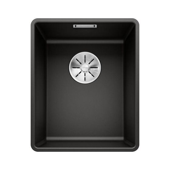 SUBLINE 320-F, SILGRANIT, schwarz, ohne Ablauffernbedienung, keine Beckenlage, 400 mm Untermaß 