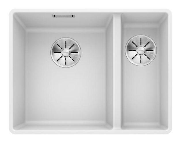 SUBLINE 340/160-F Flächenbündige Spüle für 60 cm Unterschrank Silgranit 2 Becken  (Weiß) 