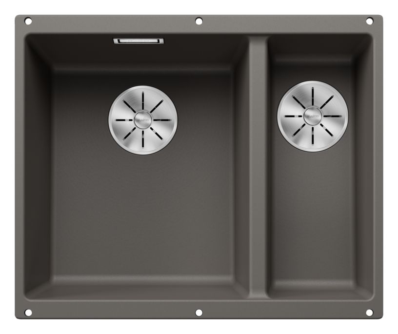 SUBLINE 340/160-U Unterbauspüle für 60 cm Unterschrank Silgranit 2 Becken  (Grau) 