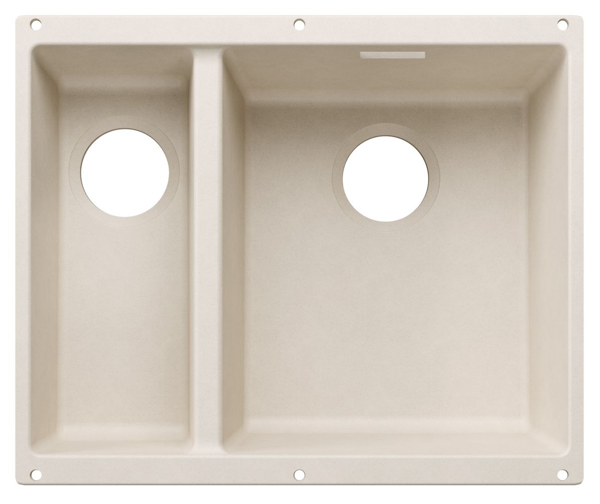 SUBLINE 340/160-U Unterbauspüle für 60 cm Unterschrank Silgranit 2 Becken  (Weiß) 
