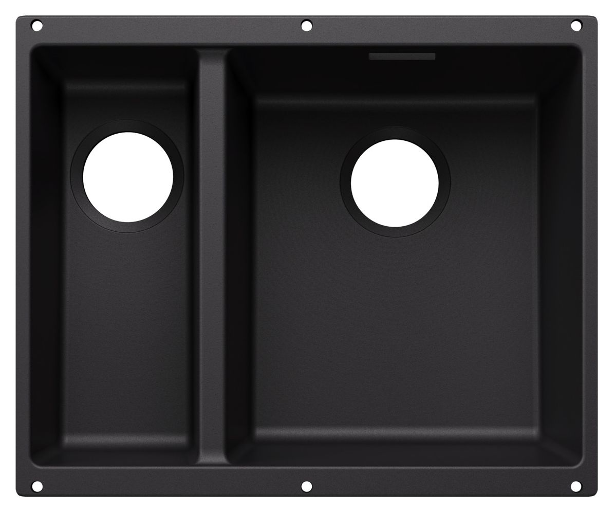 SUBLINE 340/160-U Unterbauspüle für 60 cm Unterschrank Silgranit 2 Becken  (Schwarz) 