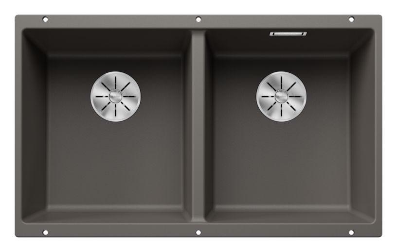 SUBLINE 350/350-U Unterbauspüle für 80 cm Unterschrank Silgranit 2 Becken  (Grau) 