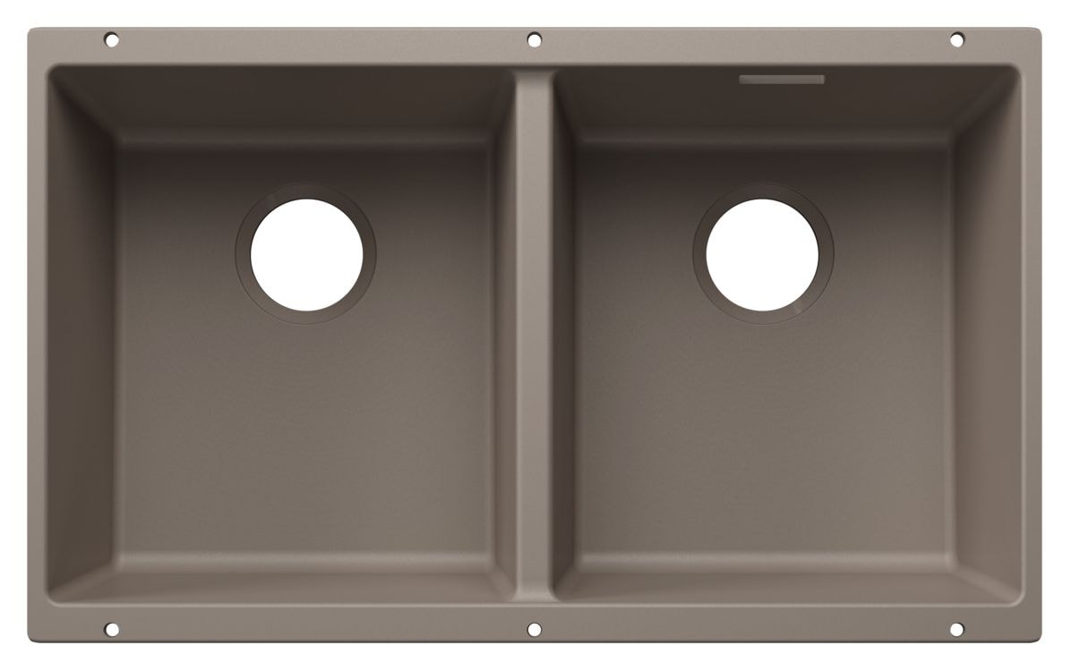 SUBLINE 350/350-U Unterbauspüle für 80 cm Unterschrank Silgranit 2 Becken  (Braun) 