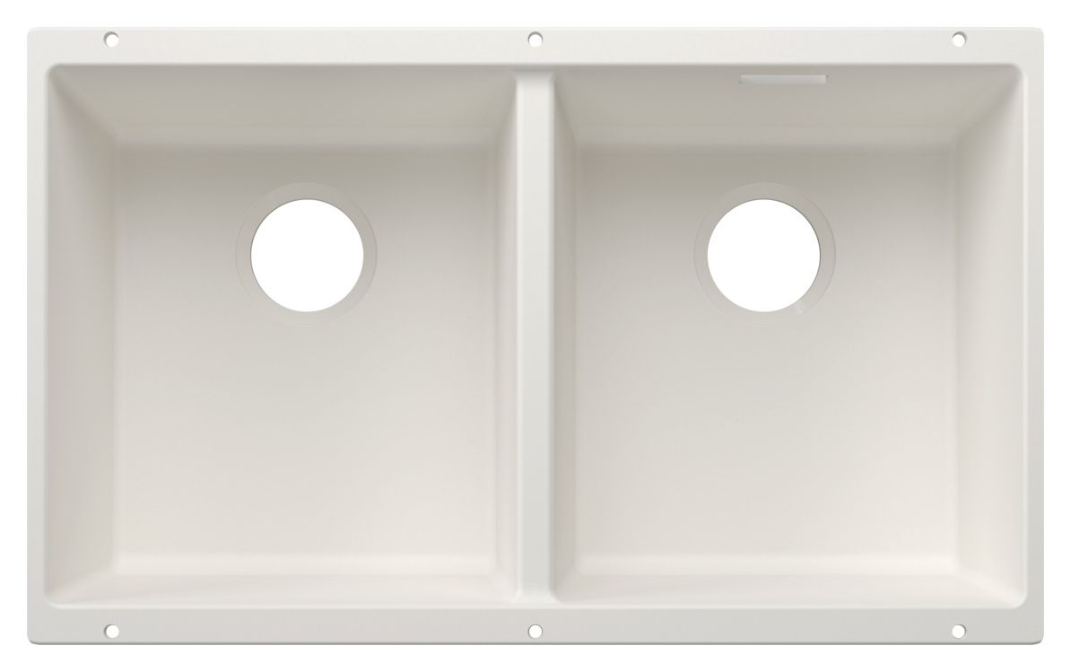 SUBLINE 350/350-U Unterbauspüle für 80 cm Unterschrank Silgranit 2 Becken  (Weiß) 