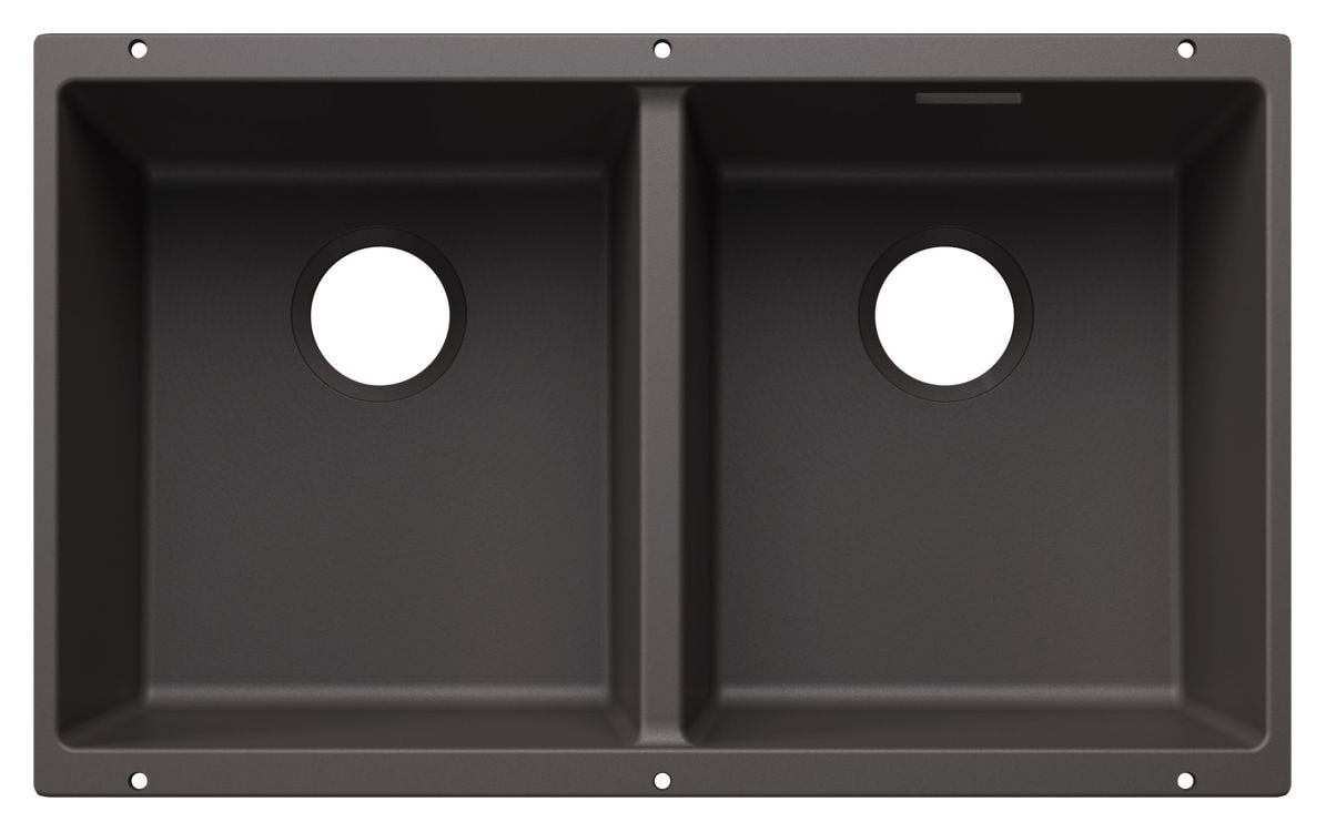 SUBLINE 350/350-U Unterbauspüle für 80 cm Unterschrank Silgranit 2 Becken  (Grau) 
