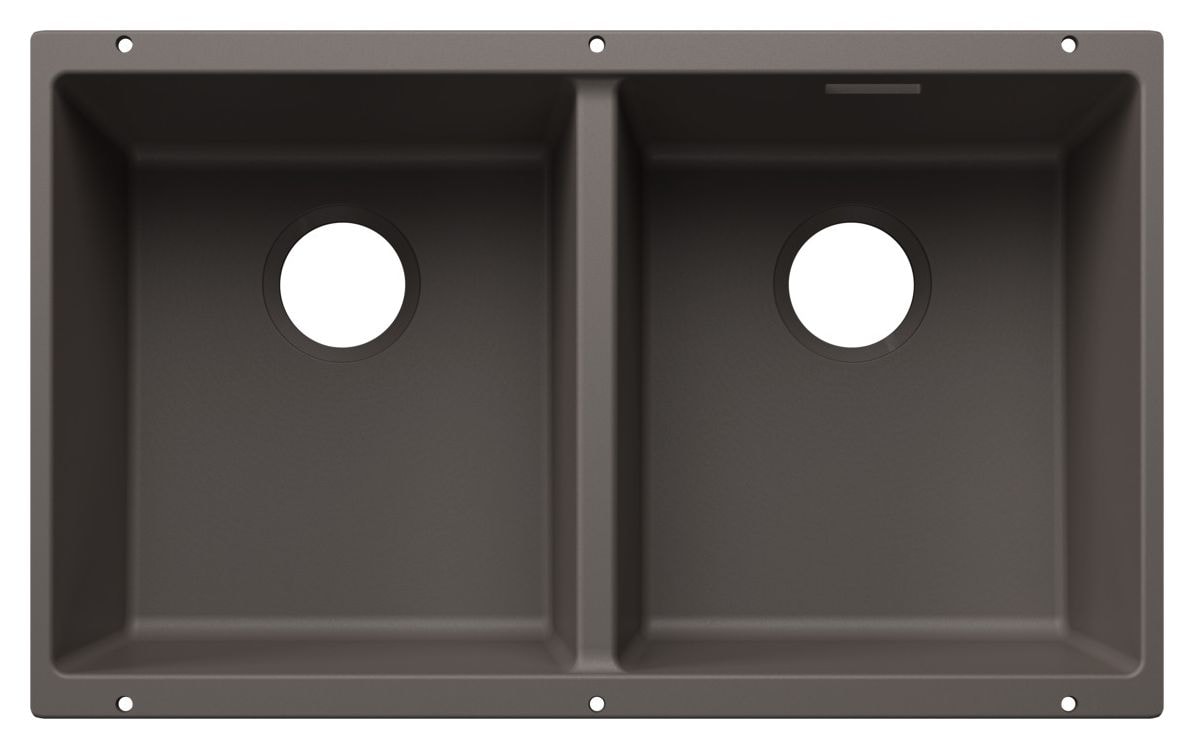 SUBLINE 350/350-U Unterbauspüle für 80 cm Unterschrank Silgranit 2 Becken  (Grau) 