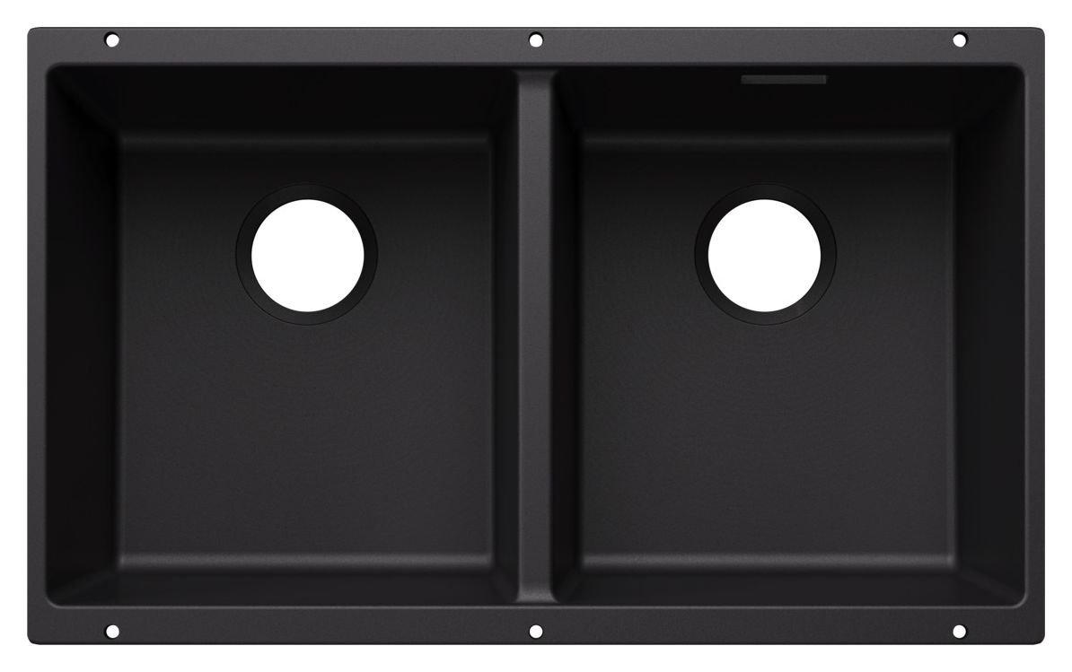 SUBLINE 350/350-U Unterbauspüle für 80 cm Unterschrank Silgranit 2 Becken  (Schwarz) 