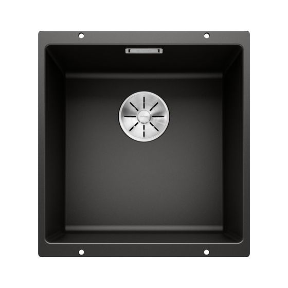 SUBLINE 400-U, SILGRANIT, schwarz, ohne Ablauffernbedienung, keine Beckenlage, 500 mm Untermaß 