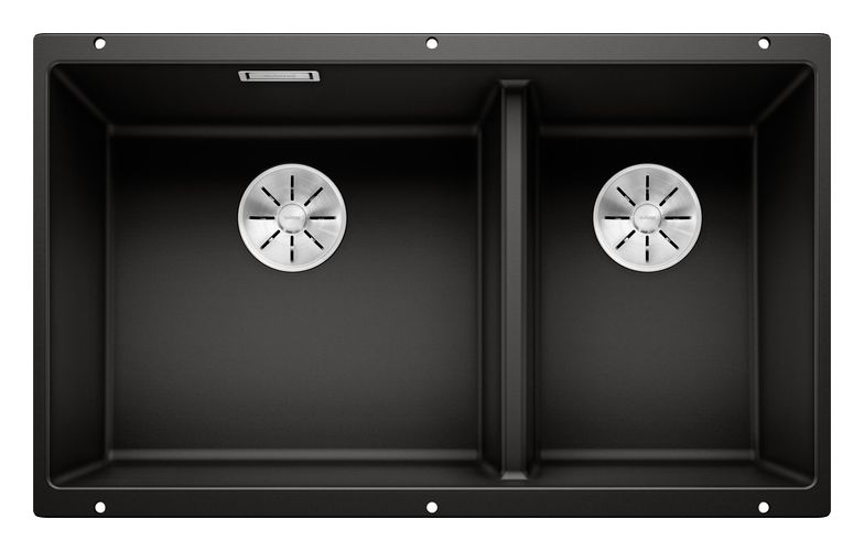 SUBLINE 430/270-U, SILGRANIT, schwarz, ohne Ablauffernbedienung, Becken links, 800 mm Untermaß 