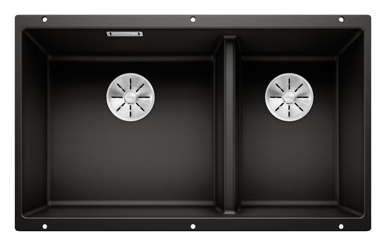 SUBLINE 430/270-U Unterbauspüle für 80 cm Unterschrank Silgranit 2 Becken  (Schwarz) 