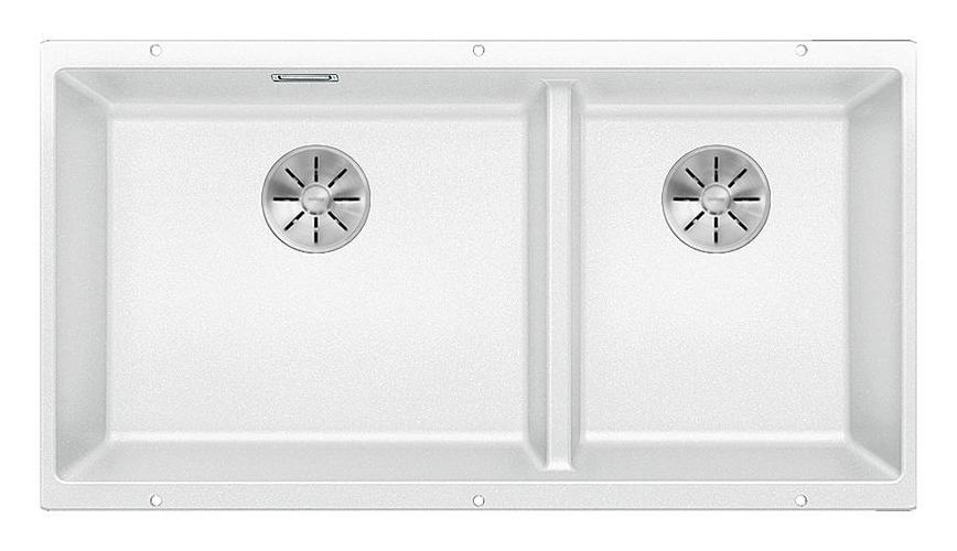 SUBLINE 480/320-U Unterbauspüle für 90 cm Unterschrank Silgranit 2 Becken  (Weiß) 