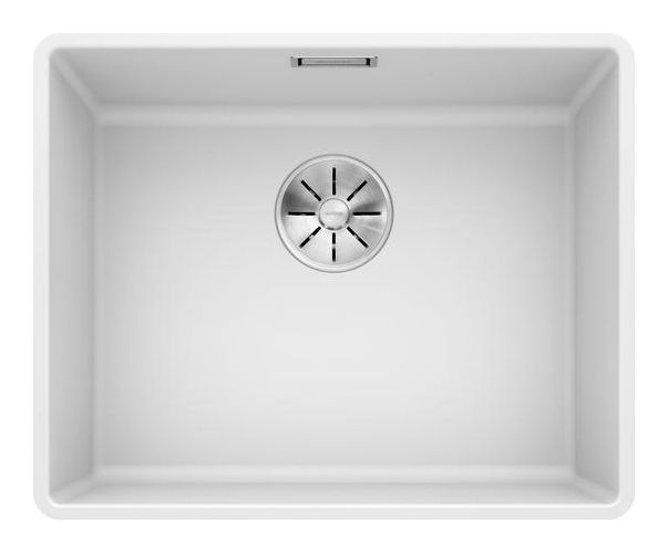 SUBLINE 500-F Flächenbündige Spüle für 60 cm Unterschrank Silgranit 1 Becken  (Weiß) 