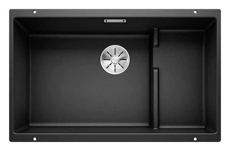 SUBLINE 700-U Level Unterbauspüle für 80 cm Unterschrank Silgranit 2 Becken  (Schwarz) 