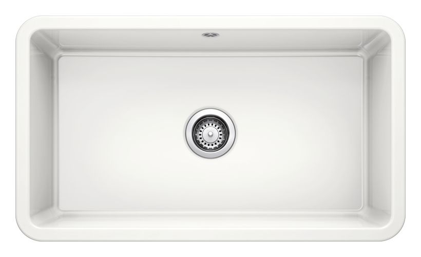 VILLAE SINGLE FARMHOUSE Einbauspüle für 80 cm Unterschrank Keramik  (Weiß) 