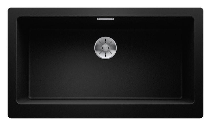 VINTERA XL 9-UF Flächenbündige Spüle für 90 cm Unterschrank Silgranit 1 Becken  (Schwarz) 