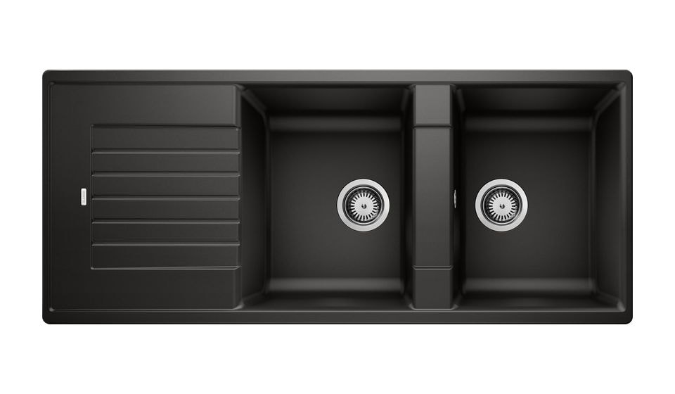 ZIA 8 S Einbauspüle für 80 cm Unterschrank Silgranit 2 Becken  (Schwarz) 