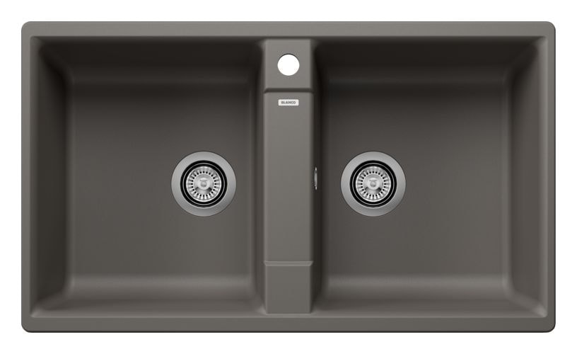 ZIA 9 Einbauspüle für 90 cm Unterschrank Silgranit 2 Becken  (Grau) 