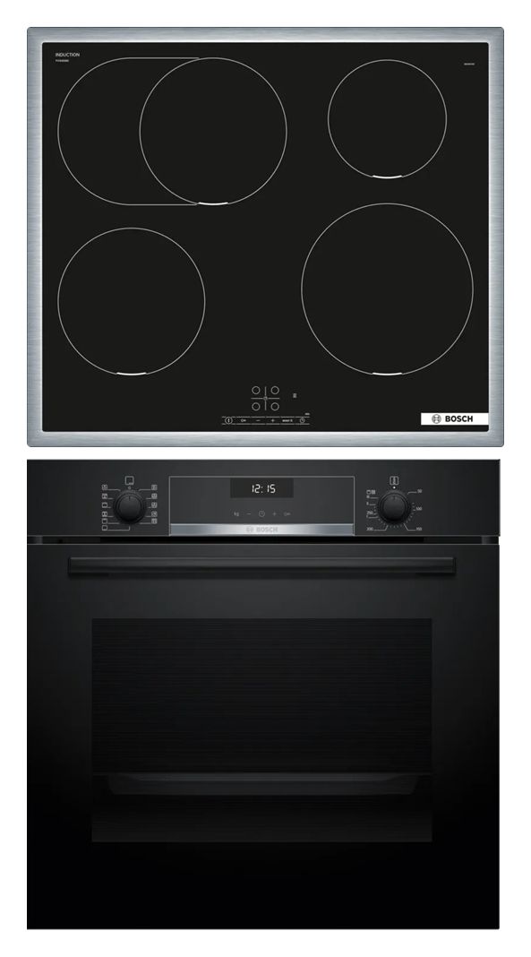 HBD635CS65 (HBG537BB4 + PIF645BB5E) Herdset groß AutoClean Ecoclean mit 60 cm Induktions Kochfeld 