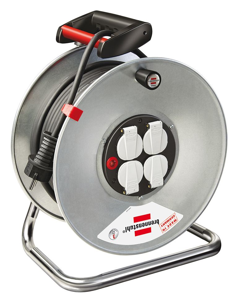 Garant S 4 E Kabeltrommel 4-fach 25 m (Schwarz/Rot/Silber/Weiß) 