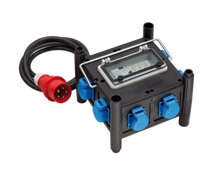 Gummi-Stromverteiler 7-fach 2 m  (Schwarz/Blau) 