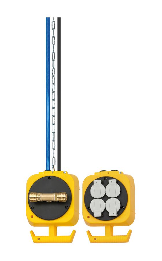 Pendel Stromverteiler 4-fach 5 m  (Schwarz/Gelb) 