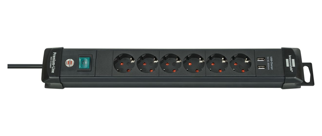 Premium-Line Steckdosenleiste 6-fach 3 m  (Schwarz) 