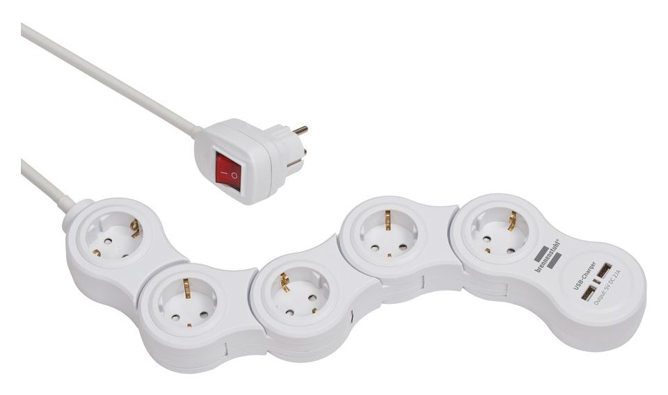 Vario Power Steckdosenleiste mit USB-Ladefunktion 5-fach 1,4 m  (Weiß) 