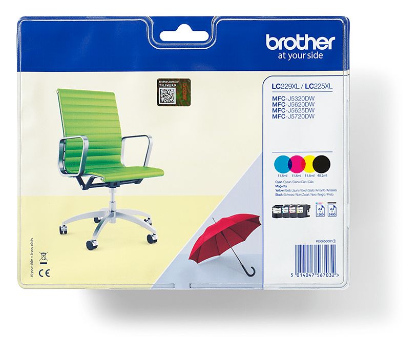 LC-229XLVALBP originale Druckerpatronen Schwarz, Cyan, Magenta, Gelb 2400 Seiten 