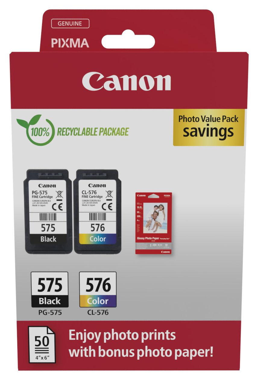PG-575/CL-576 Photo Value Pack originale Druckerpatronen Schwarz, Cyan, Magenta, Gelb 