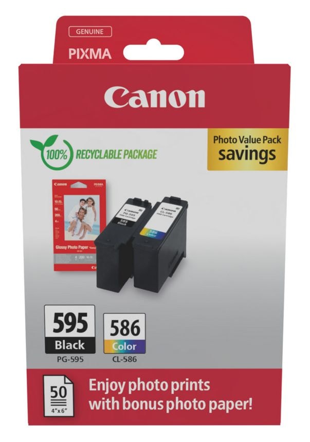 PG-595/CL-586 Photo Value Pack originale Schwarz, Cyan, Magenta, Gelb 6,7 ml 9,9 ml 