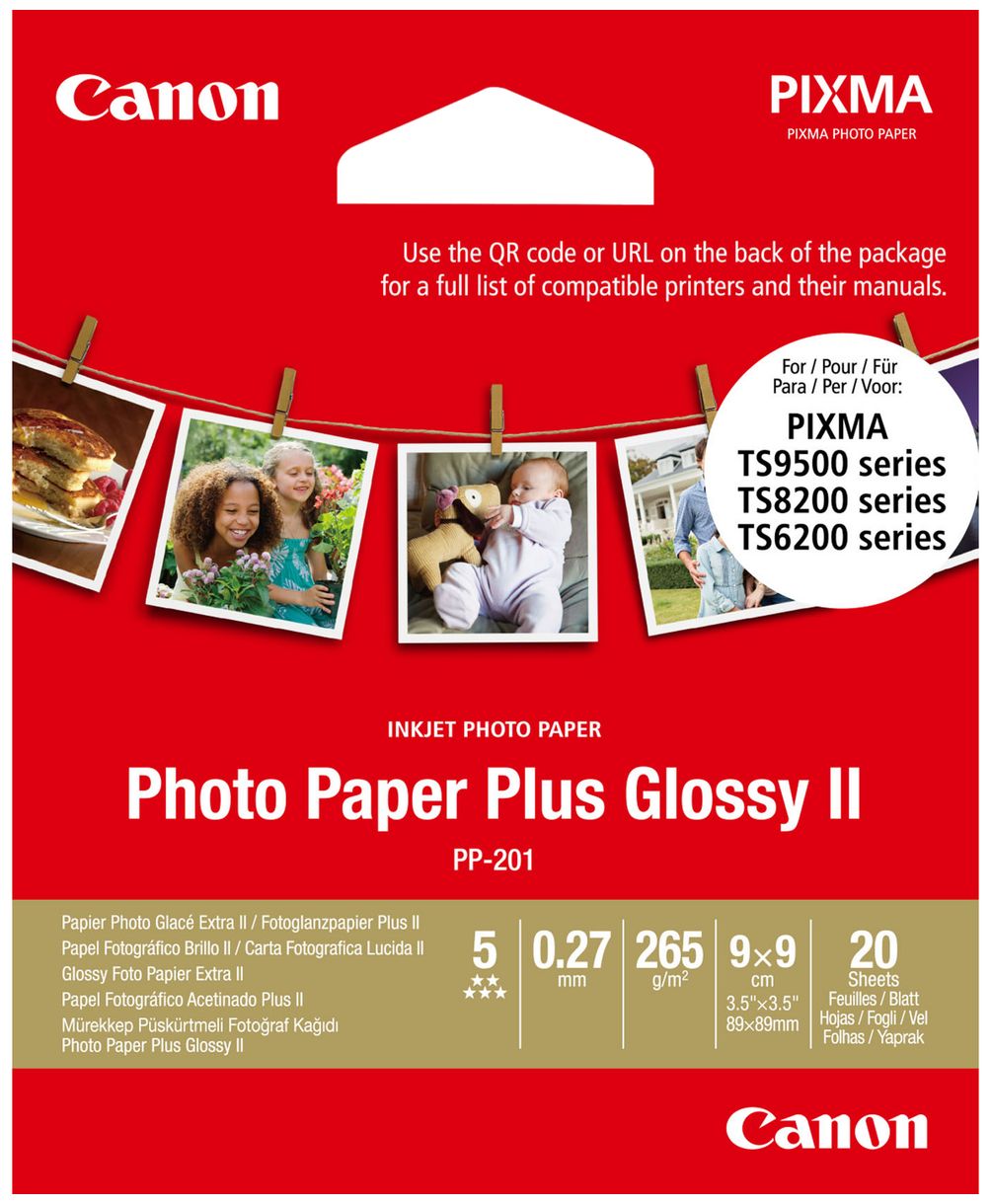 PP-201 Glossy II Photo Paper Plus (8,9 x 8,9 cm/3,5 x 3,5”) – 20 Blatt 