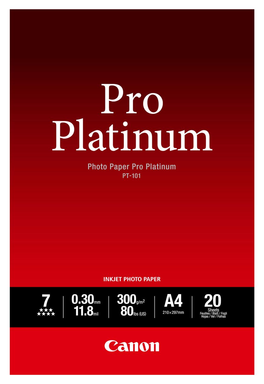 PT-101 Pro Platinum Fotopapier A4 – 20 Blatt 