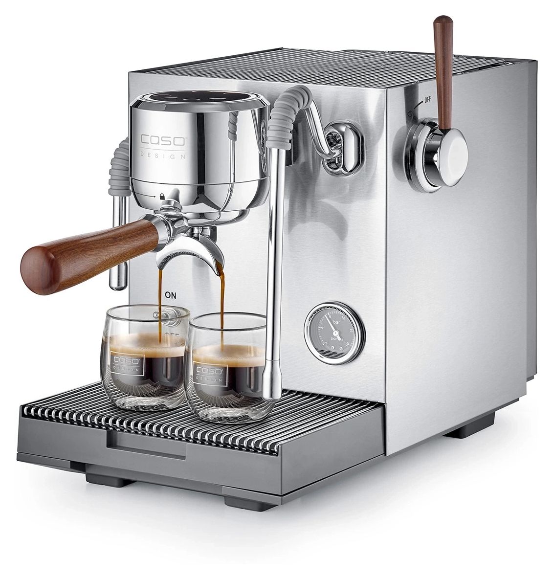 1825 Espresso Gourmet Advanced Siebträger Kaffeemaschine 19 bar 3000 W  (Silber) 