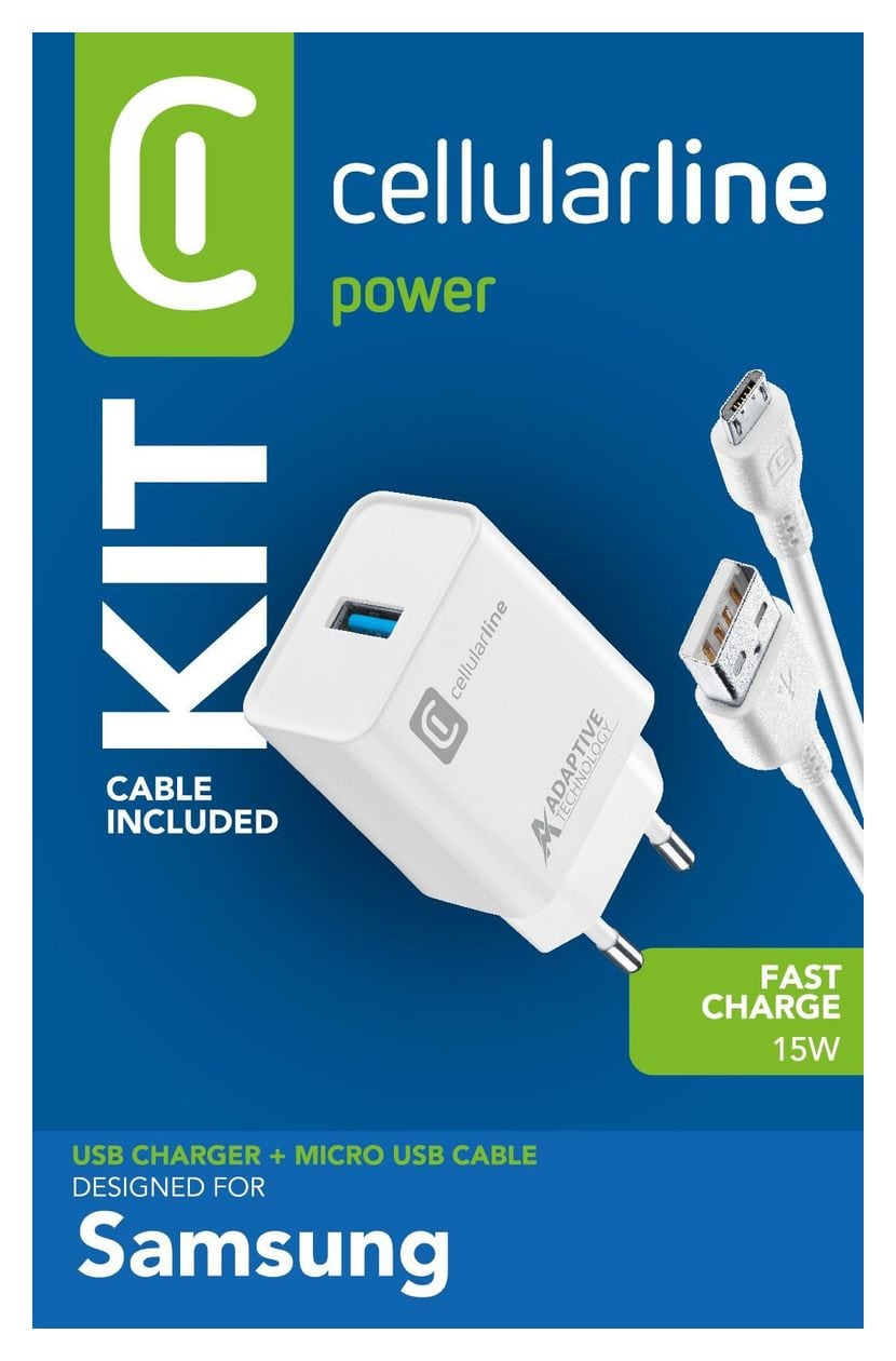 Adaptive Fast Charger Kit 15W - Micro USB - Samsung Schnelles Akkuladegerät mit Micro-USB-Kabel für Geräte mit adaptiver Ladetechnik 