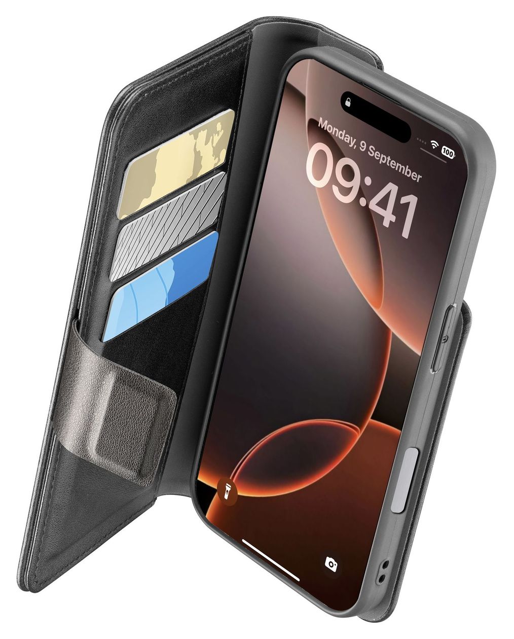 Book Agenda Folio für Apple iPhone 16 Pro  (Schwarz) 