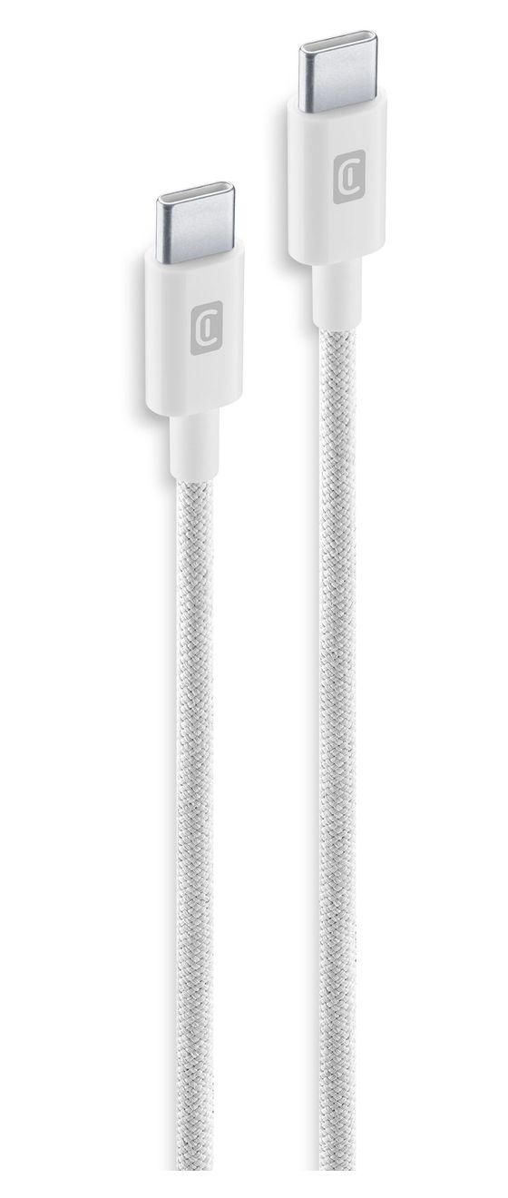 Braided Data Cable Rundkabel USB C auf USB C Männlich bis 60 W 1,5 m  (Weiß) 