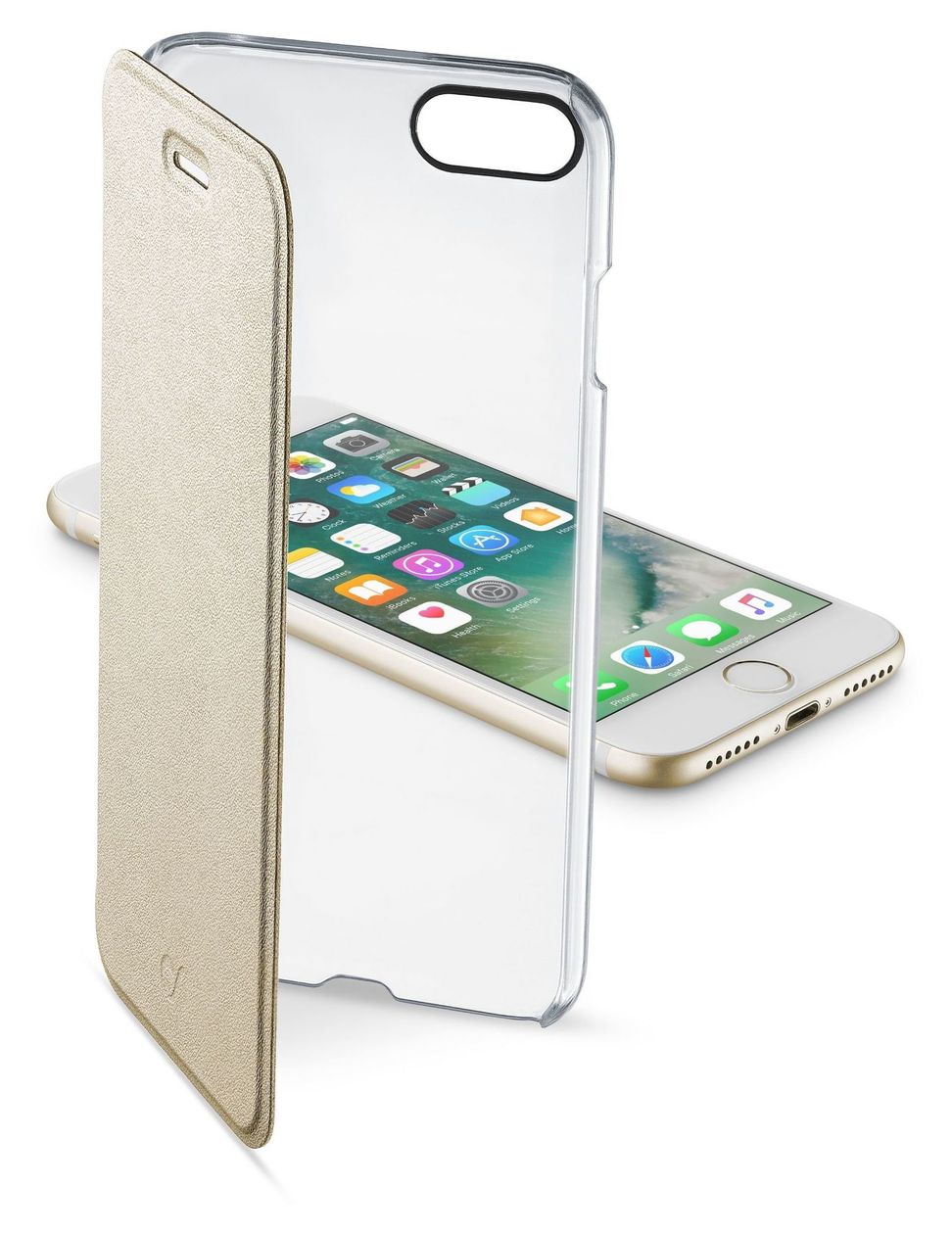 Clear Book Folio für Apple iPhone 7  (Gold, Transparent) 