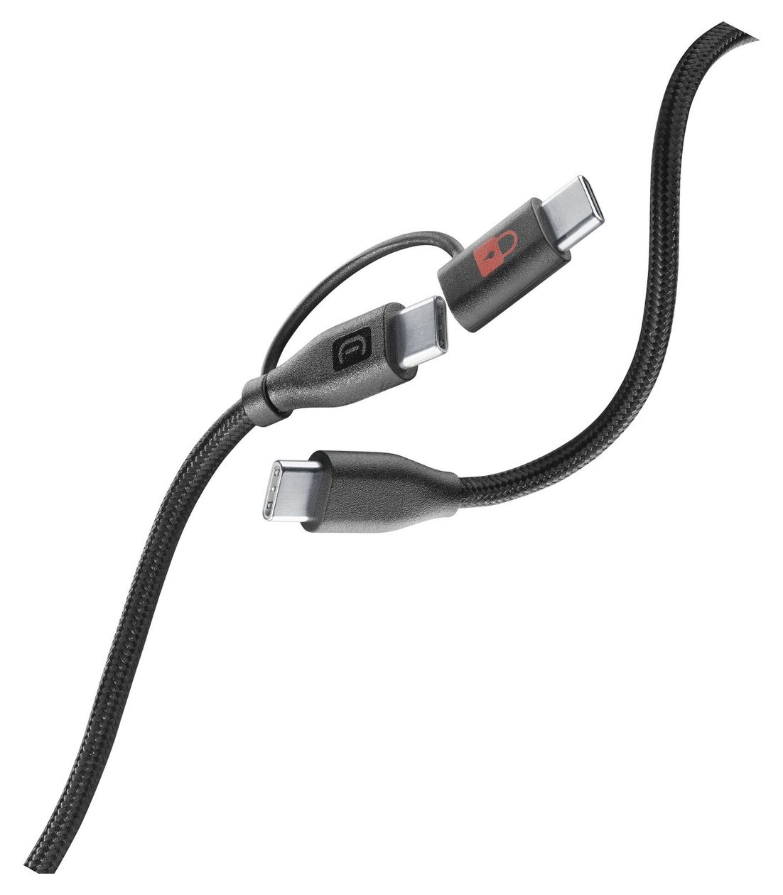 Data Security Cable Rundkabel USB C auf USB C Männlich bis 60 W 1,5 m  (Schwarz) 