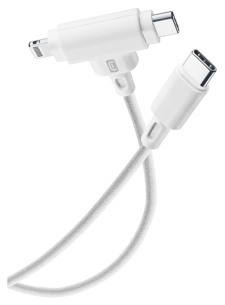 Dual Cable Stecker Lightning auf USB C Abgewinkelt 1,5 m  (Weiß) 