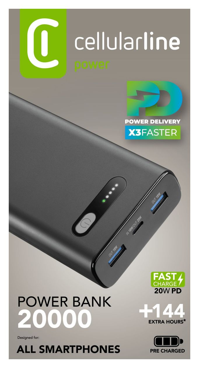 Fast 20000 mAh Powerbank USB Typ-C  (Schwarz) 