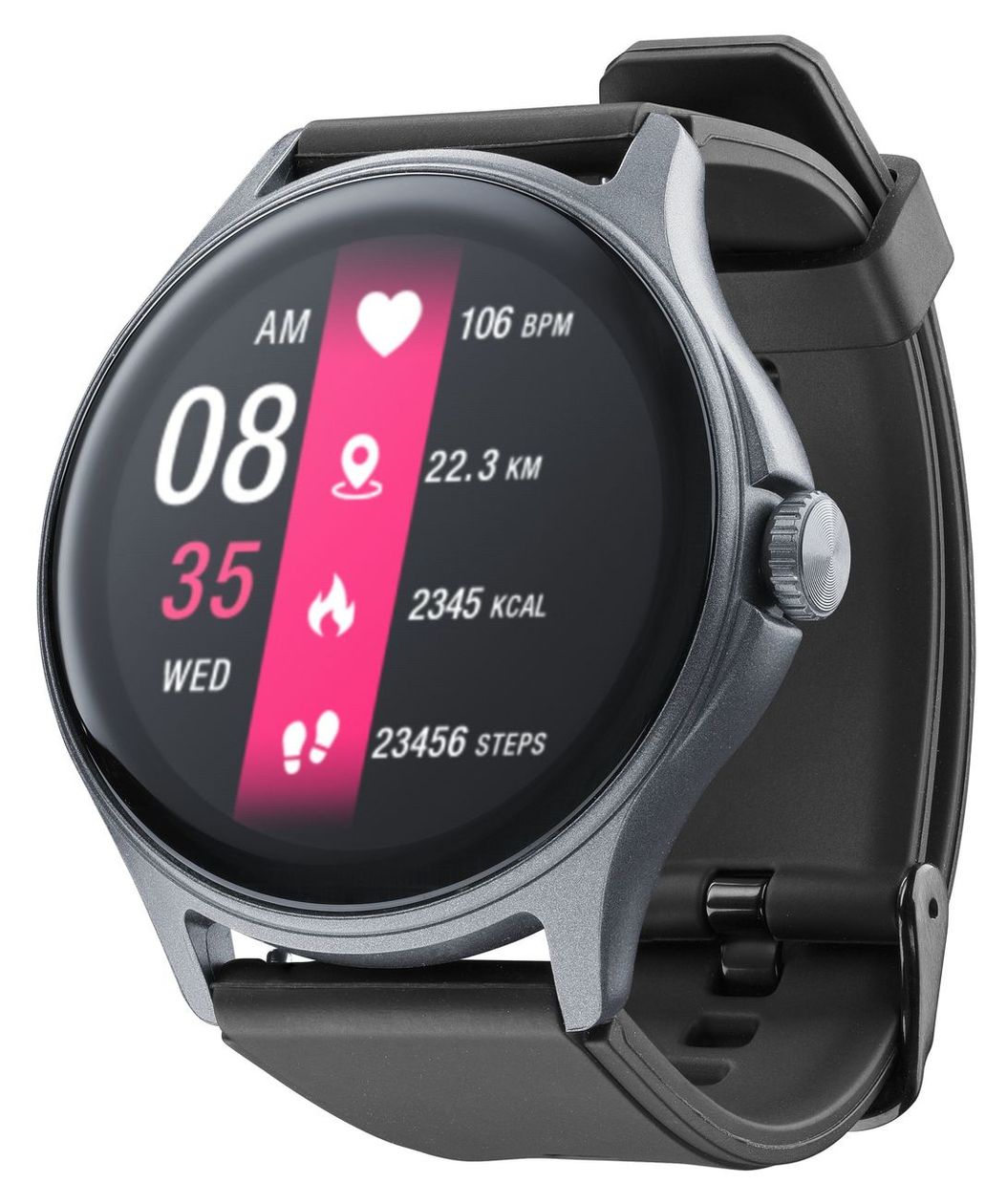 ION Pro Round Digital Smartwatch Rund IP67 168 h  (Schwarz) 