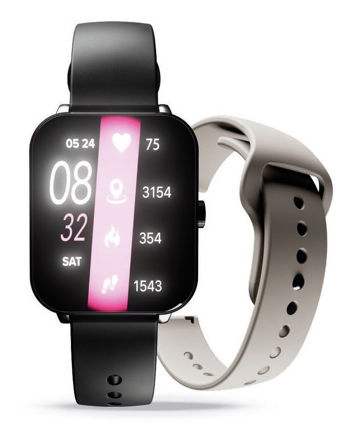 ION Pro Square Digital Smartwatch Rechteckig IP67 168 h  (Schwarz) 